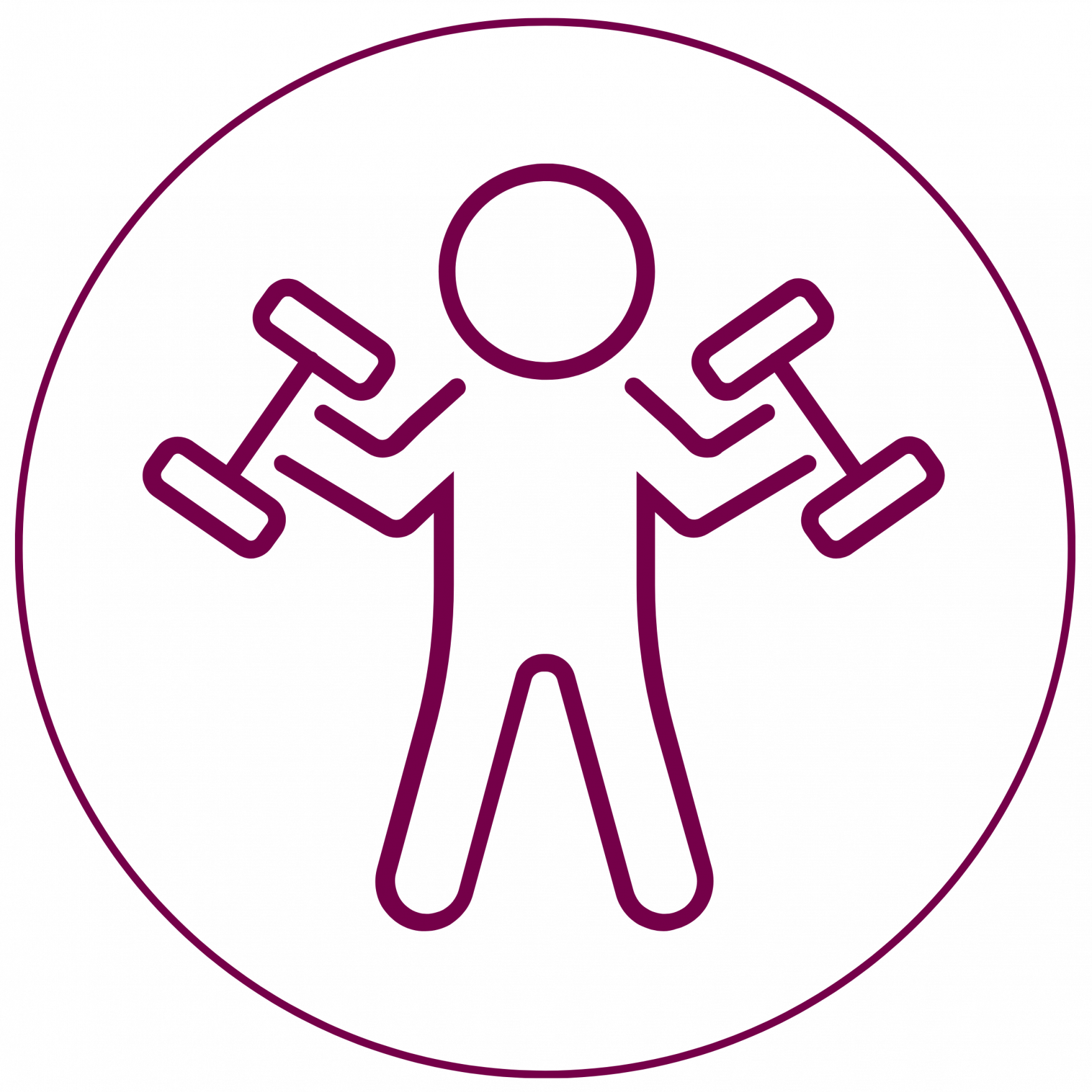 Icon einer Person beim Sport mit zwei Hanteln in den Händen